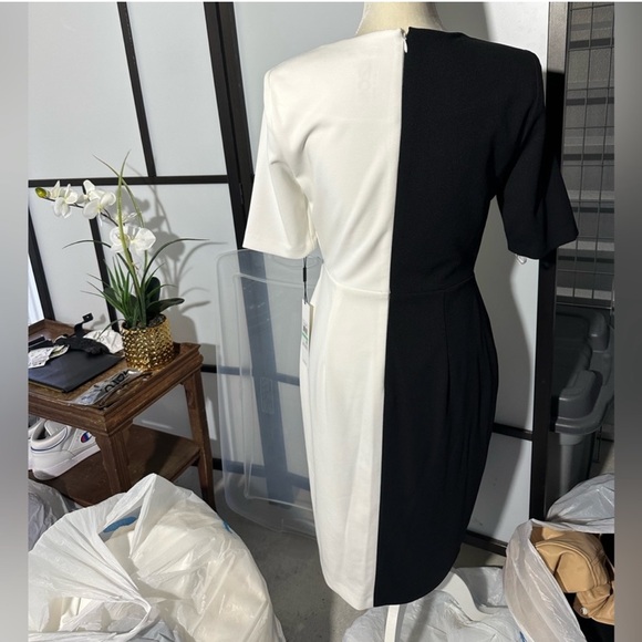 Calvin Klein Black Elegant White Tie Dress - Picture 7 of 7